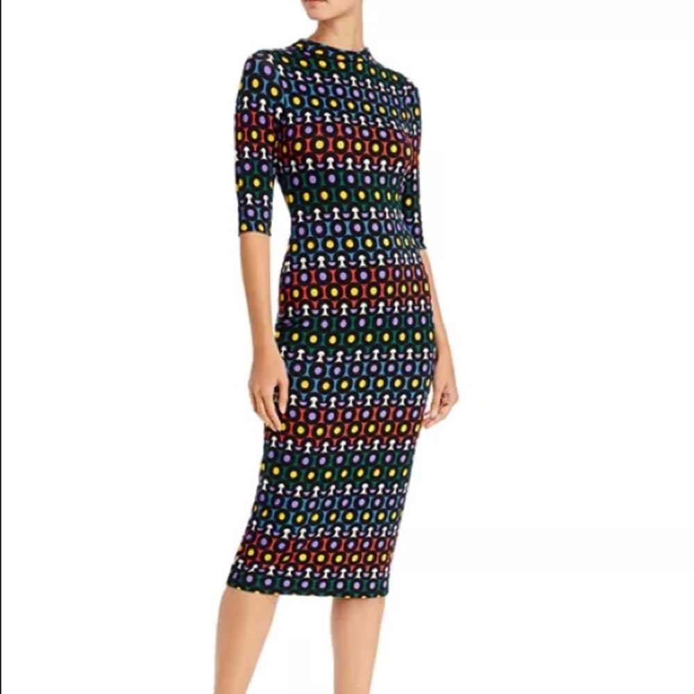 Alice and Olivia Delora Geometric Print Midi Dress size 0.